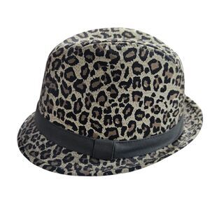 Nicole Marciano Leopard Print Fedora Hat 100% Cotton Women's One Size Fits Most